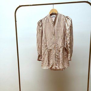 Sandro - Striped yellow & blue cream button down shirt, Size S